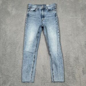 Rag & Bone Nina High Rise Ankle Skinny Jeans Stella Blue Raw Hem 27 Street Style